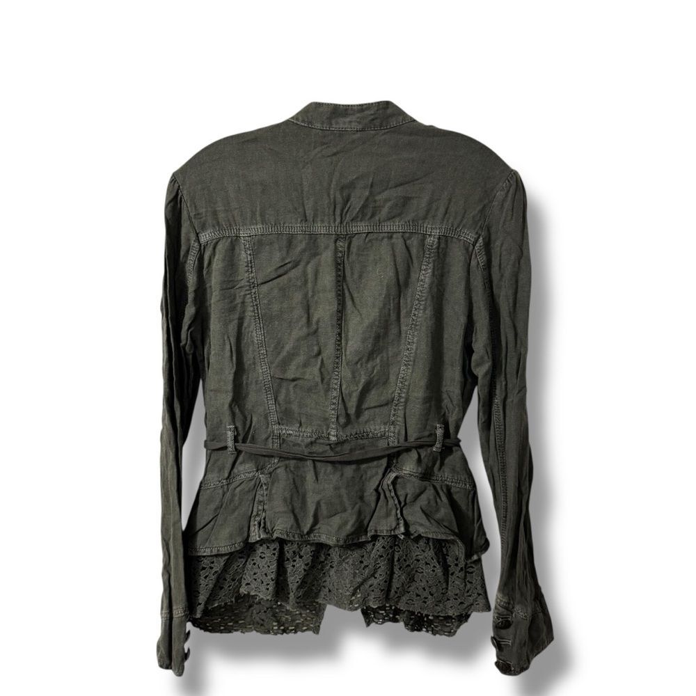Free People Emilia Military Ruffle Jacket Bitter Olive Utility Coat Women’s S - Picture 4 of 9